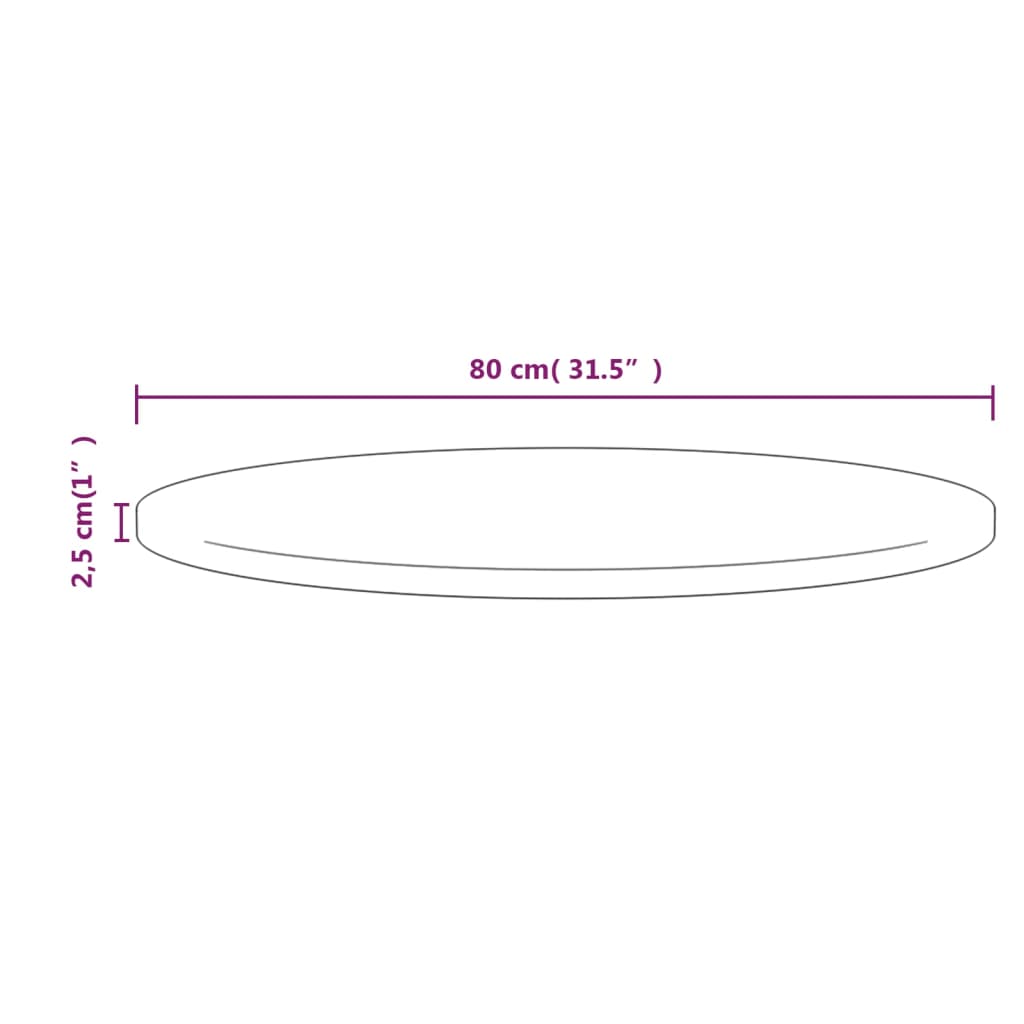 Plateau de table Ø90x2,5 cm en bois de pin massif