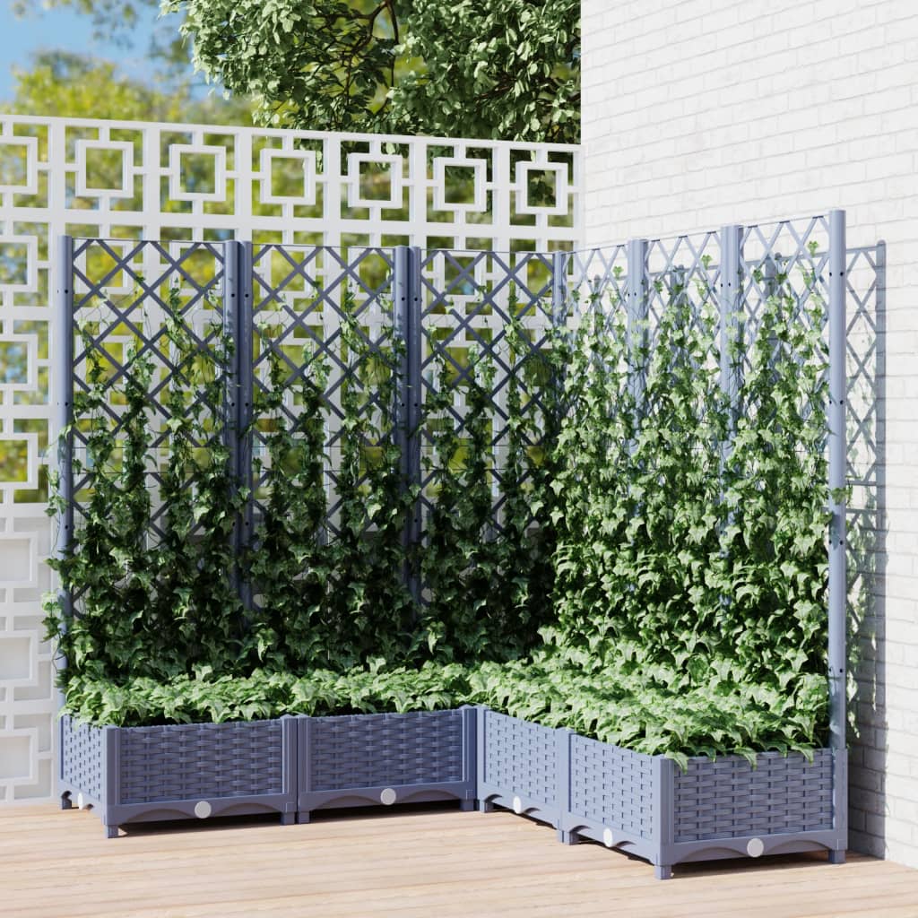 Plantenbak met latwerk 40x40x121,5 cm polypropeen