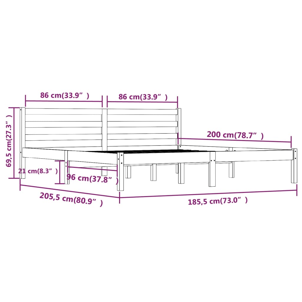 Bedframe massief grenenhout 150x200 cm