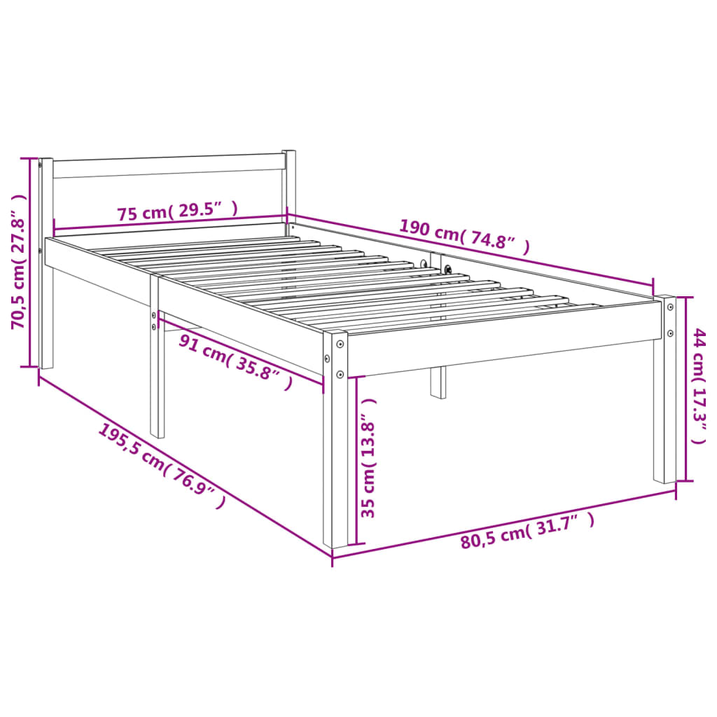 Lit senior en pin massif 150x200 cm