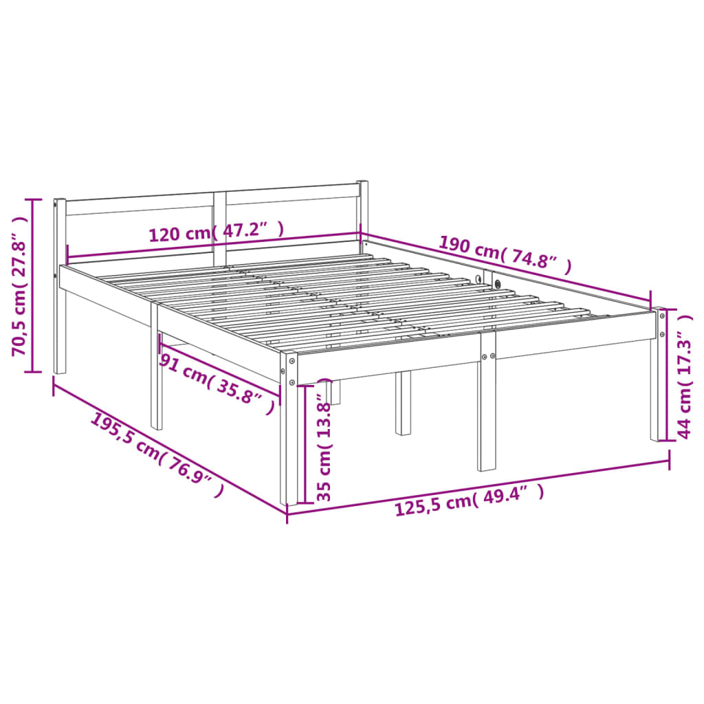 Seniorenbed massief grenenhout 150x200 cm