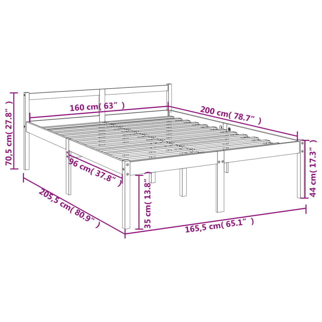 Seniorenbed massief grenenhout 140x200 cm