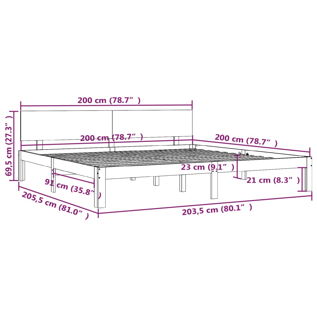 Bedframe massief grenenhout 120x200 cm