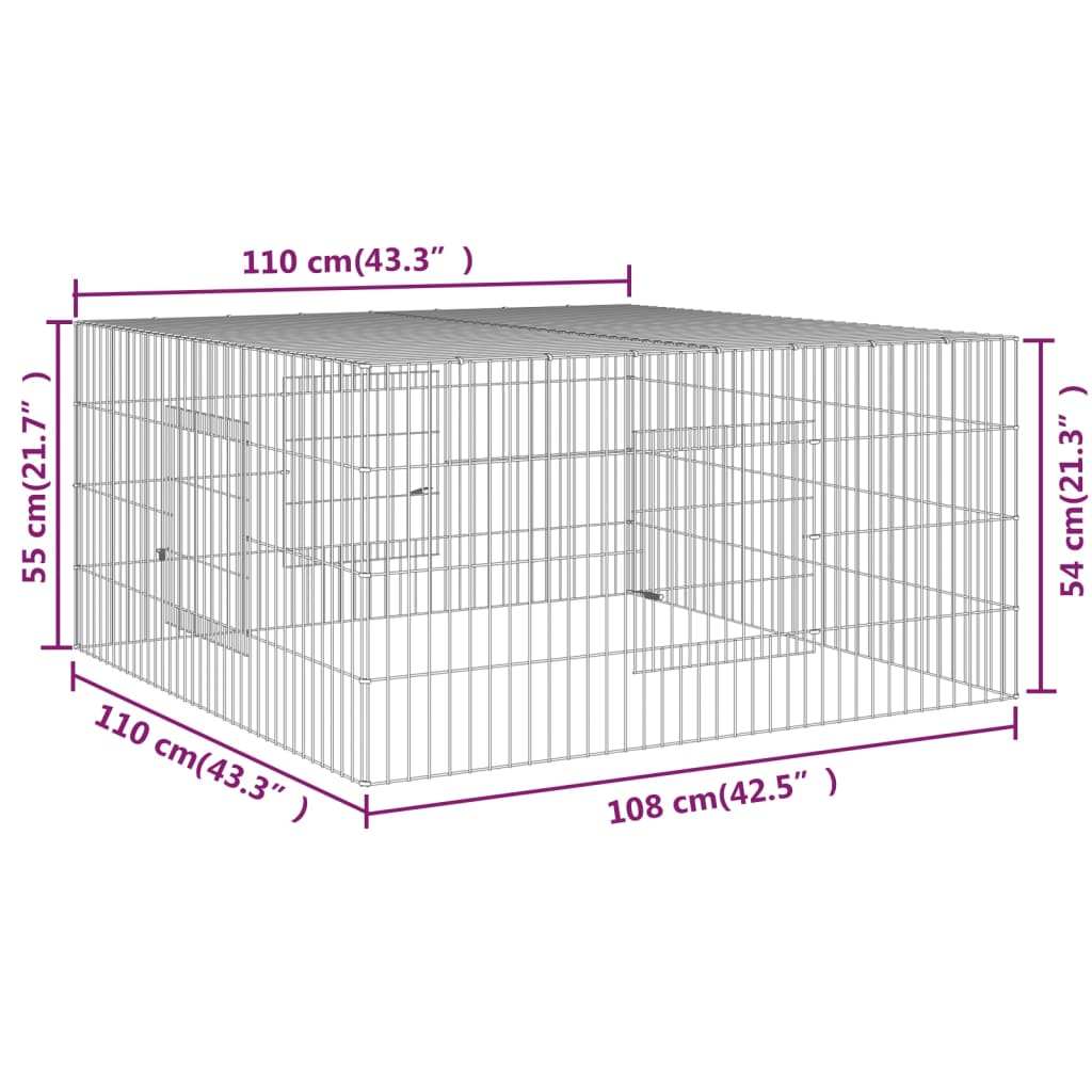 Cage à lapin 110x110x55 cm en fer galvanisé