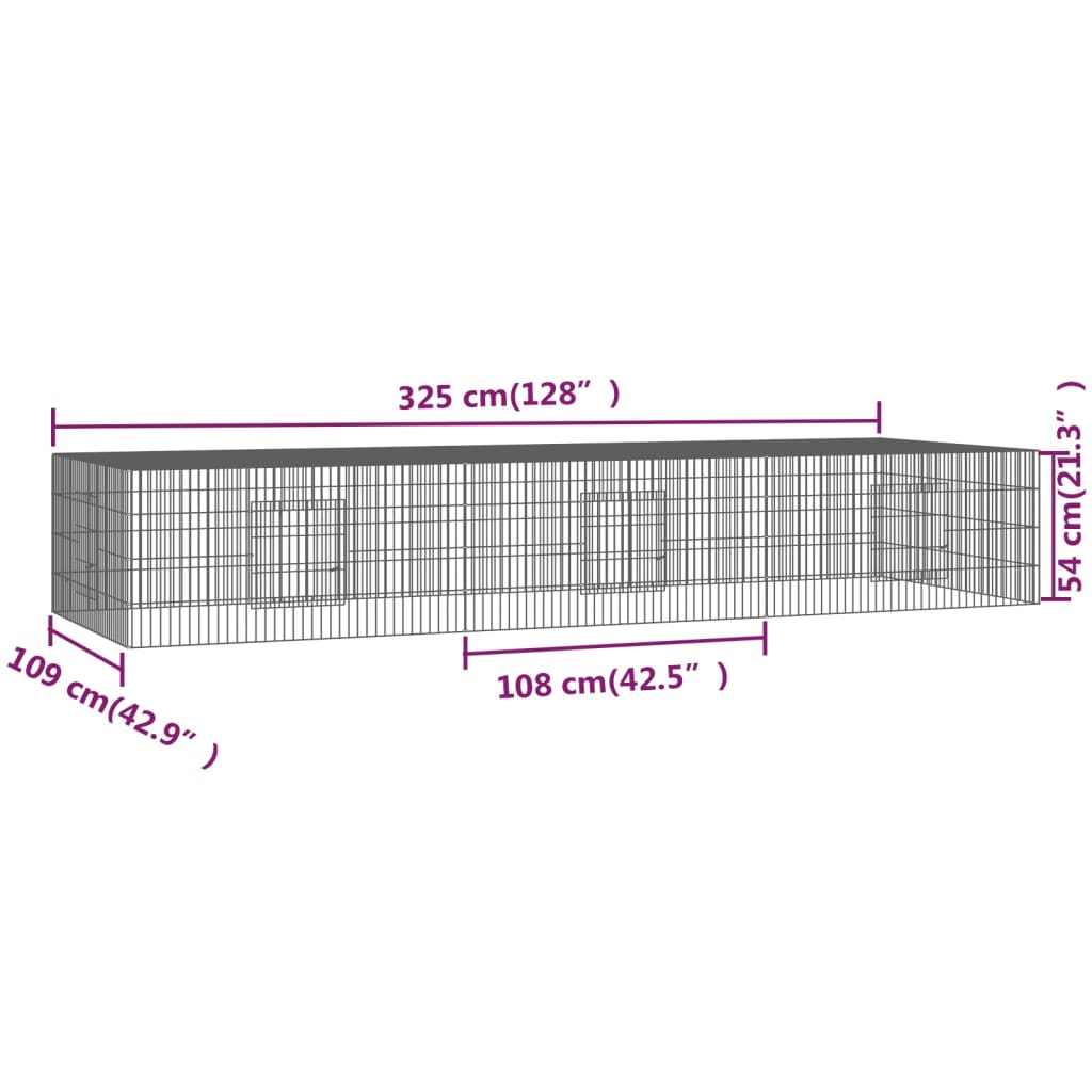 Konijnenkooi met 4 panelen 433x109x54 cm gegalvaniseerd ijzer