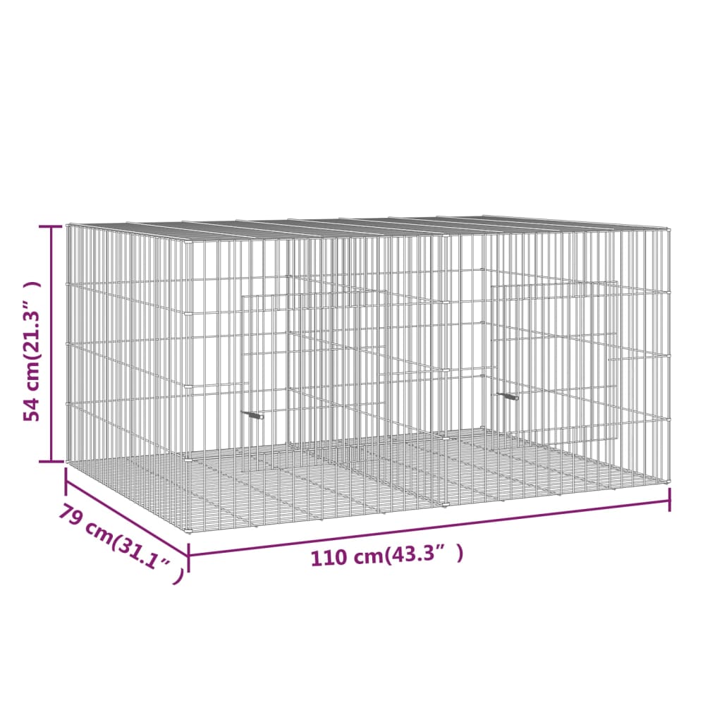 Konijnenkooi met 6 panelen 327x79x54 cm gegalvaniseerd ijzer