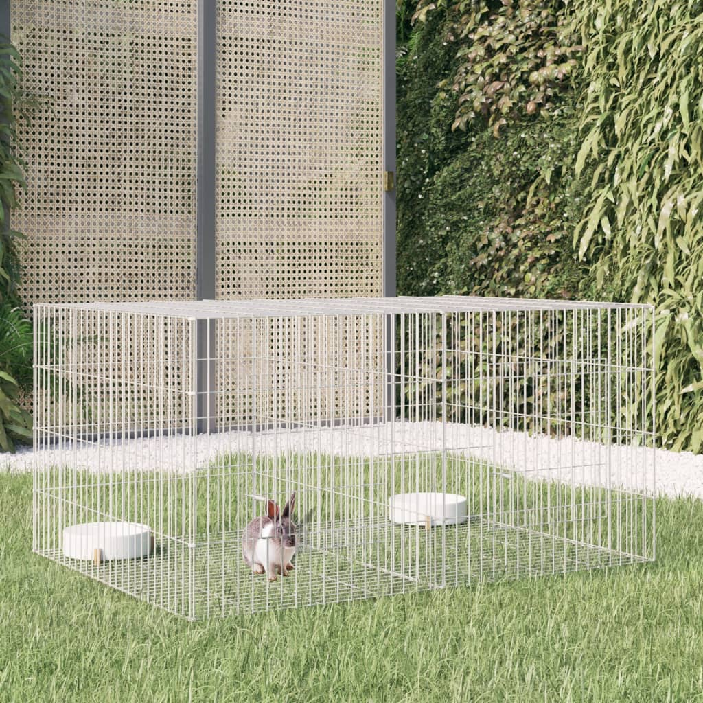 Cage à lapins avec 6 panneaux 327x79x54 cm en fer galvanisé