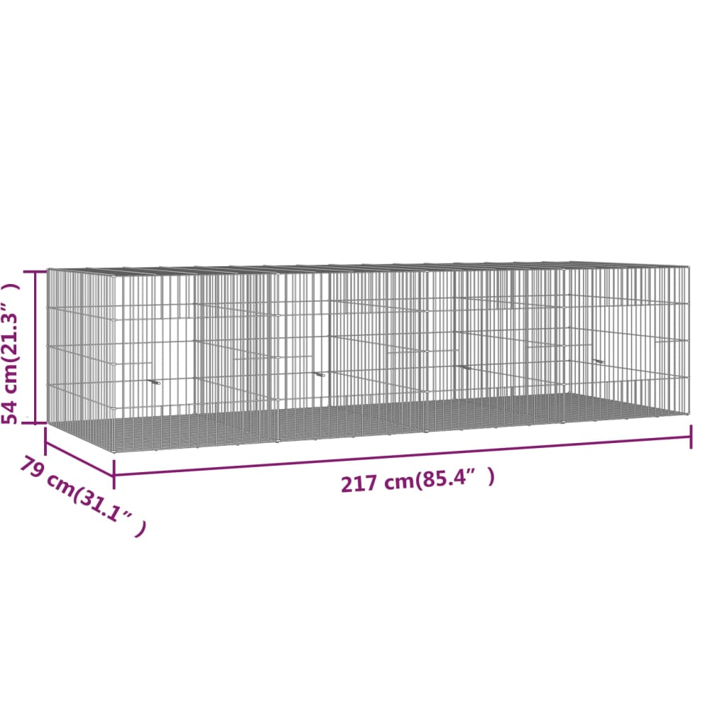 Konijnenkooi met 3 panelen 163x79x54 cm gegalvaniseerd ijzer