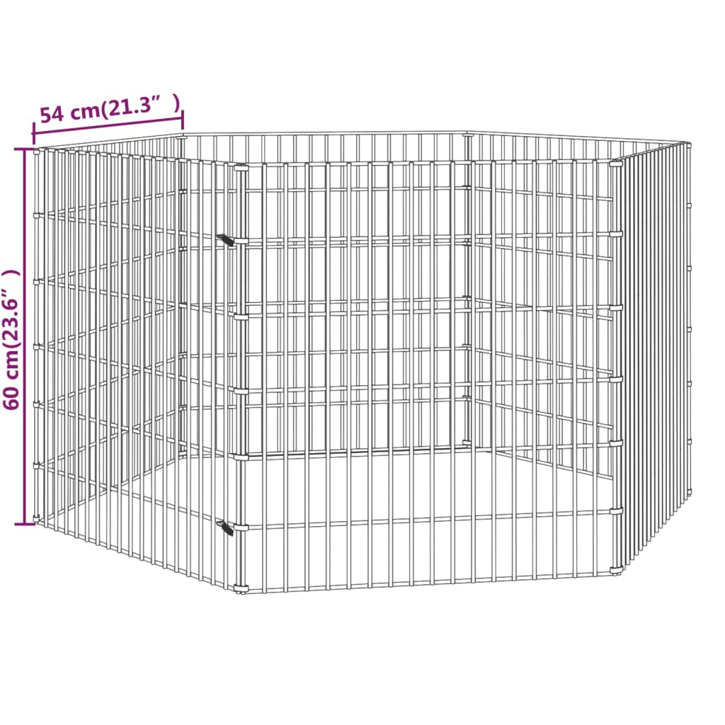 Dierenverblijf 6 panelen 54x80 cm gegalvaniseerd ijzer