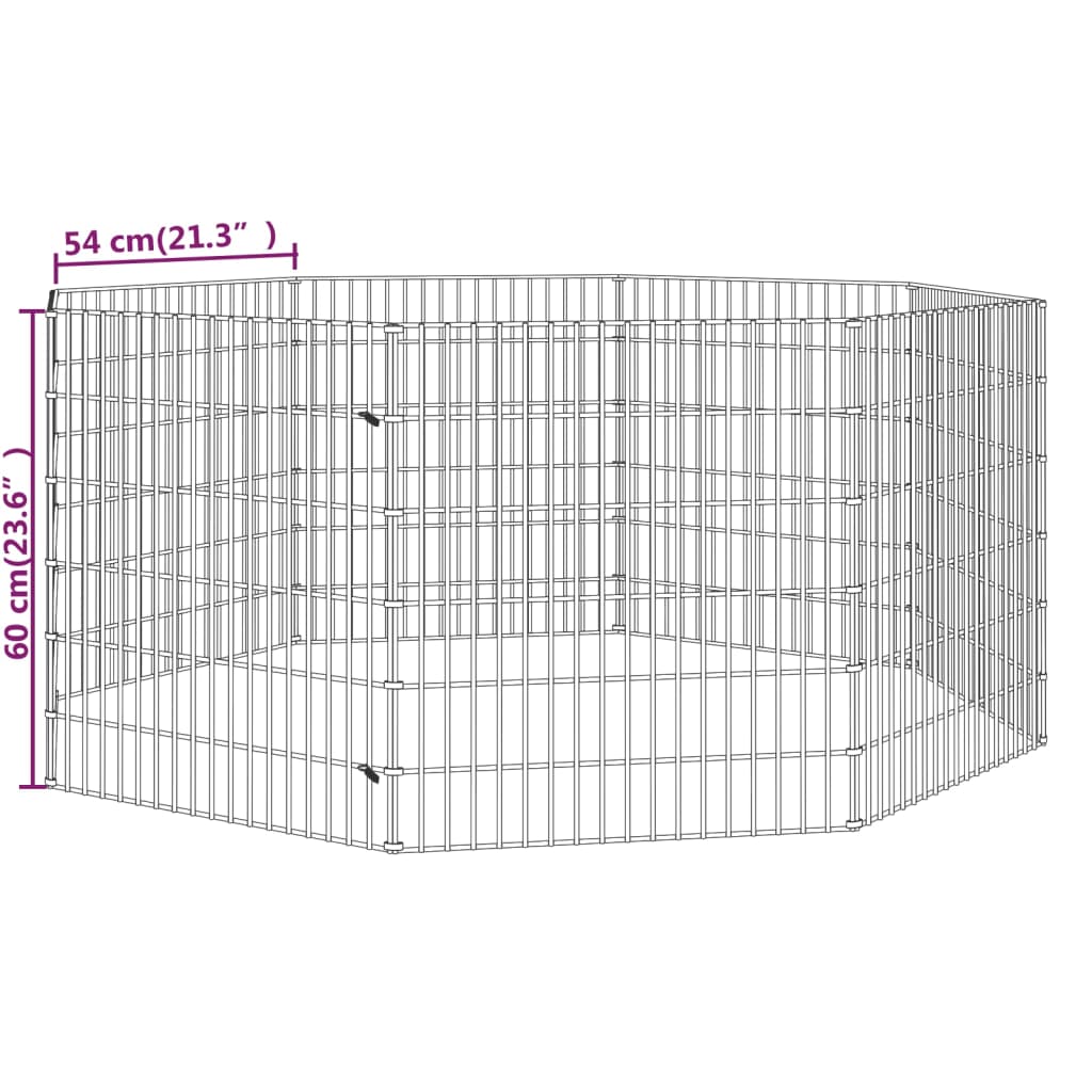 Dierenverblijf 6 panelen 54x80 cm gegalvaniseerd ijzer