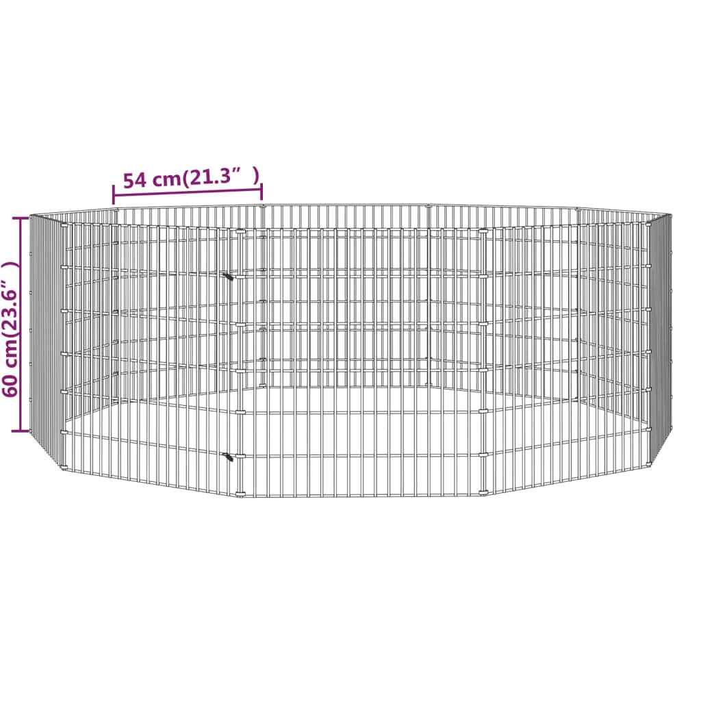 Dierenverblijf 6 panelen 54x80 cm gegalvaniseerd ijzer