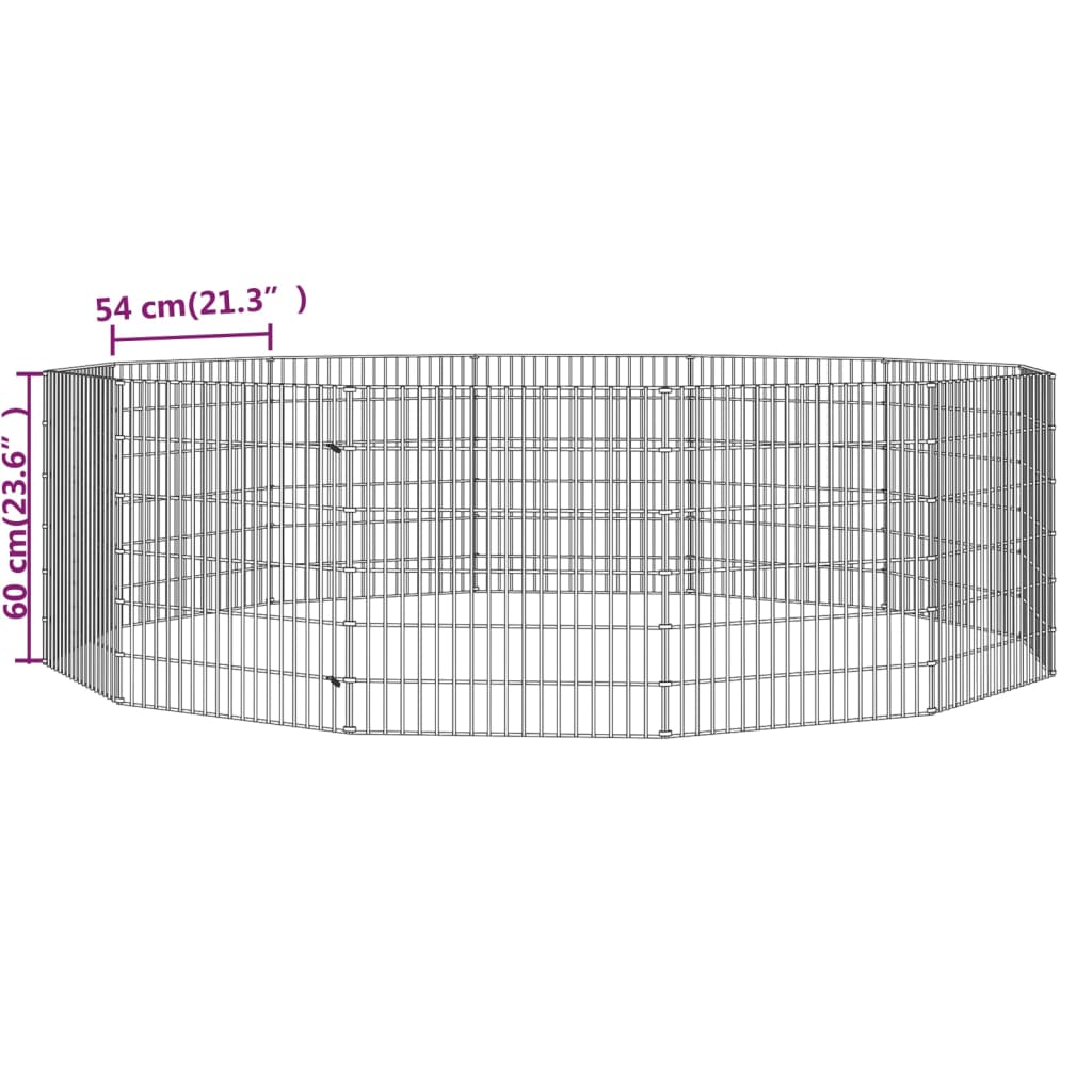 Dierenverblijf 6 panelen 54x80 cm gegalvaniseerd ijzer