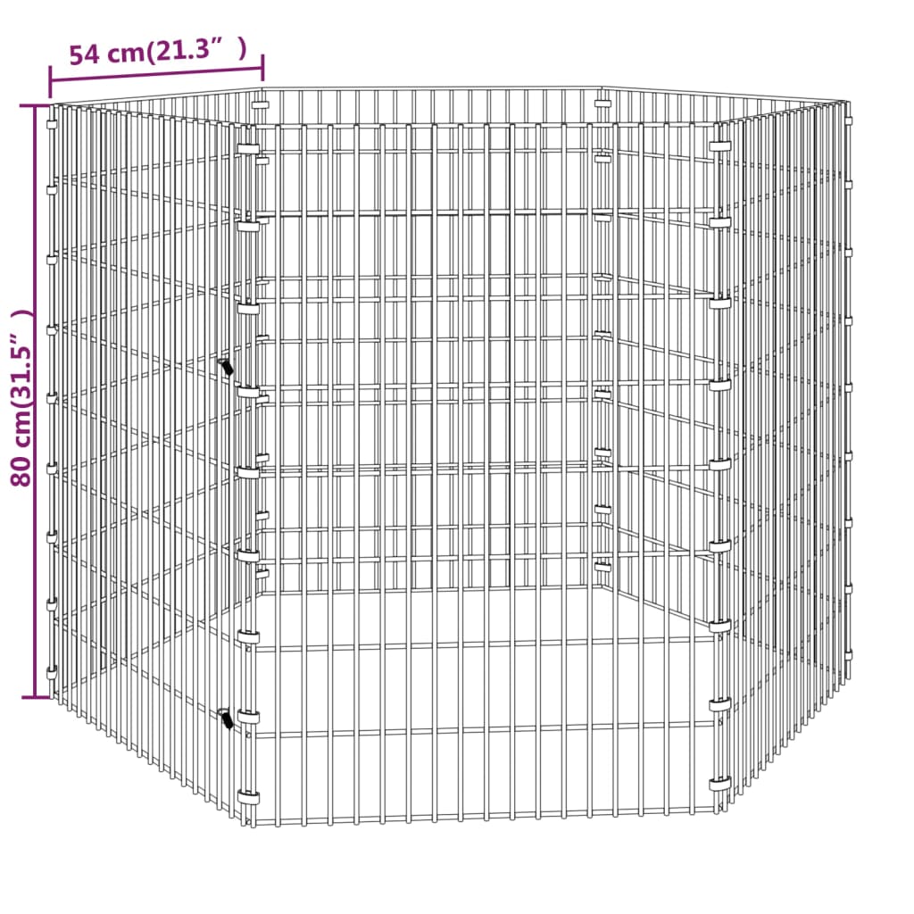 Dierenverblijf 8 panelen 54x60 cm gegalvaniseerd ijzer