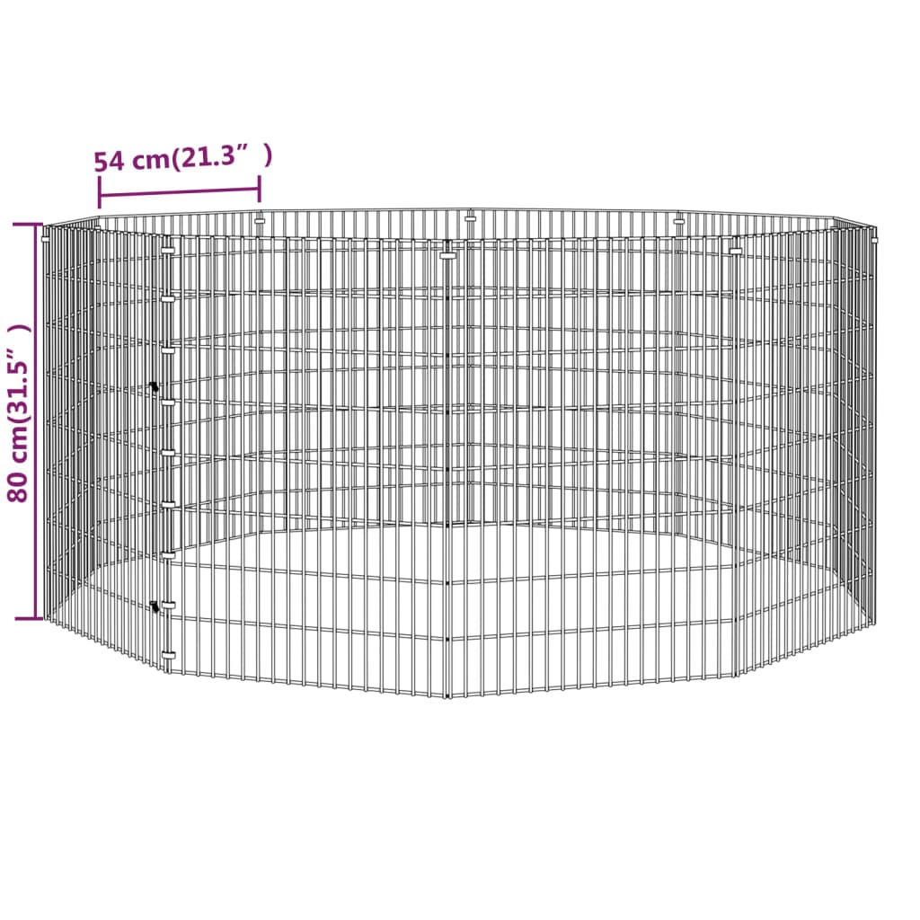 Dierenverblijf 8 panelen 54x60 cm gegalvaniseerd ijzer