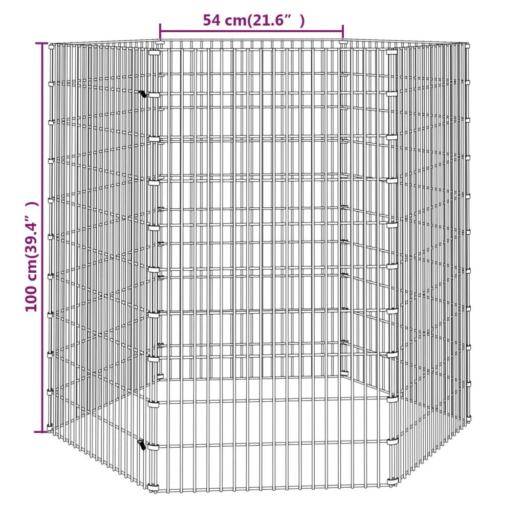 Dierenverblijf 6 panelen 54x80 cm gegalvaniseerd ijzer