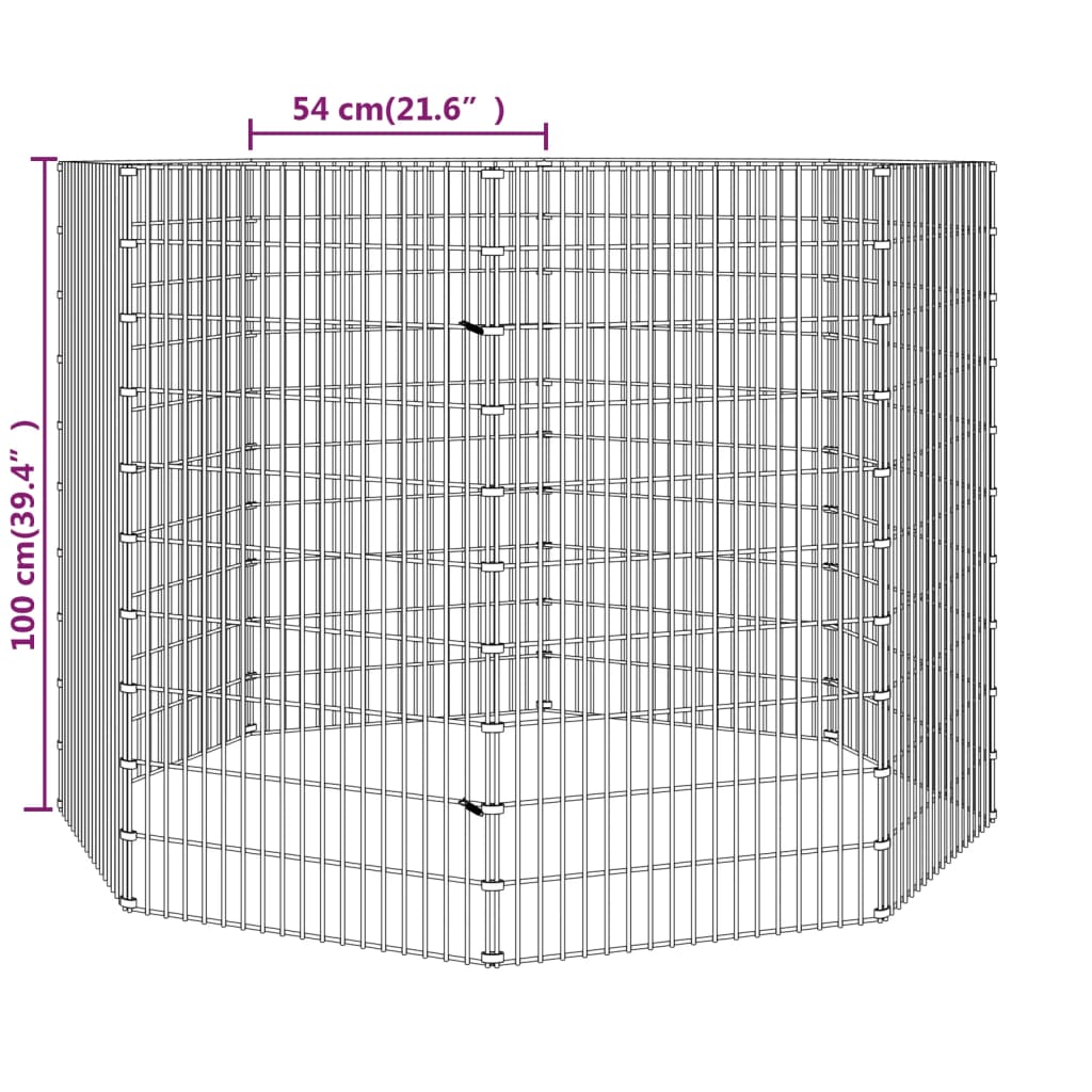 Dierenverblijf 6 panelen 54x80 cm gegalvaniseerd ijzer