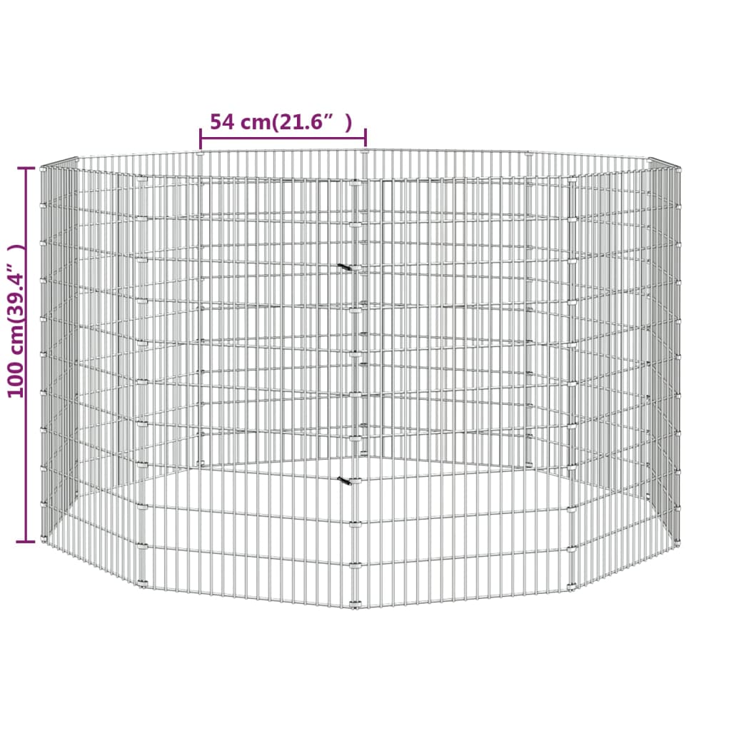 Dierenverblijf 6 panelen 54x80 cm gegalvaniseerd ijzer