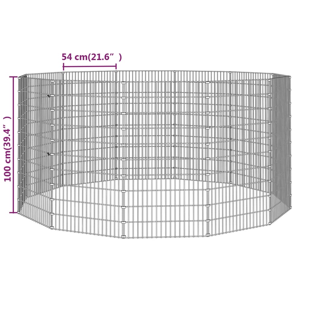 Dierenverblijf 6 panelen 54x80 cm gegalvaniseerd ijzer