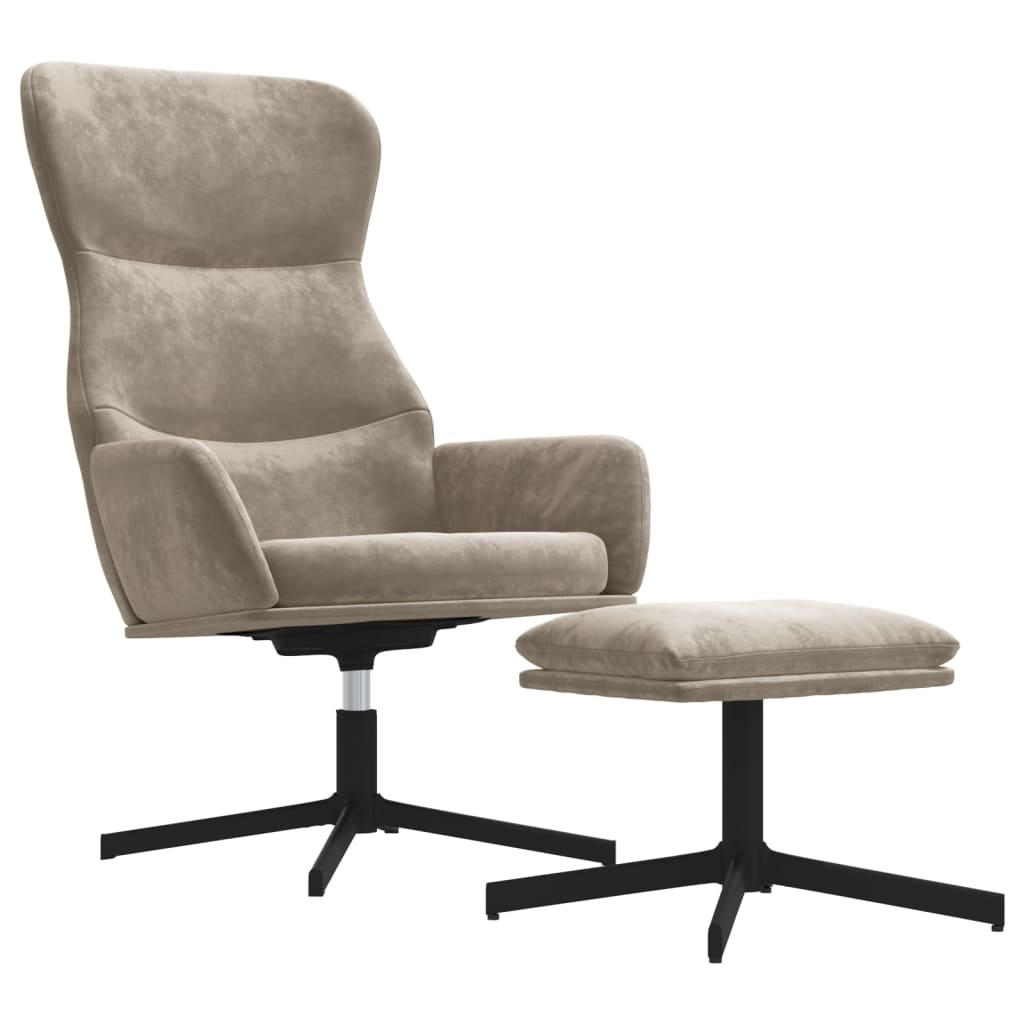 Fauteuil relax avec repose-pieds en velours