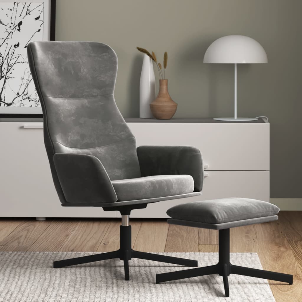 Fauteuil de relaxation avec repose-pieds en velours