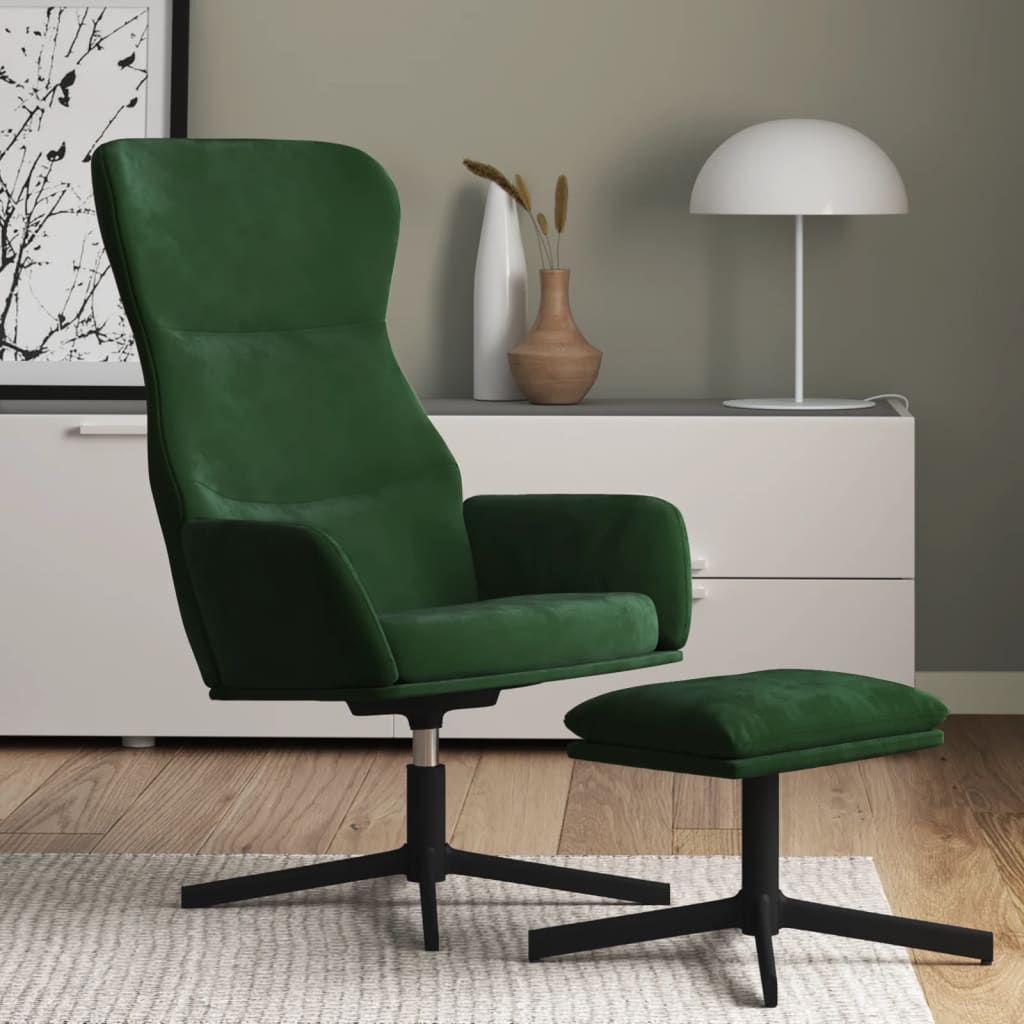 Fauteuil de relaxation avec repose-pieds en velours