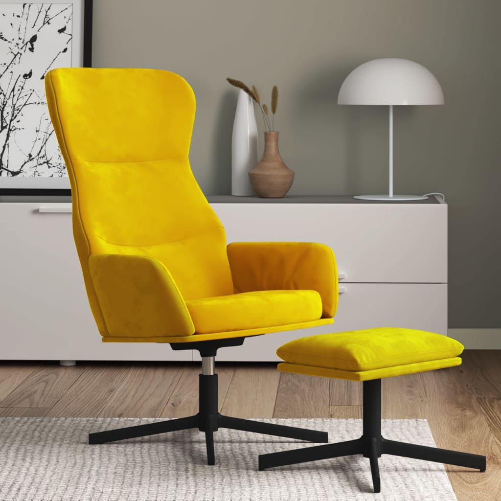 Fauteuil de relaxation avec repose-pieds en velours