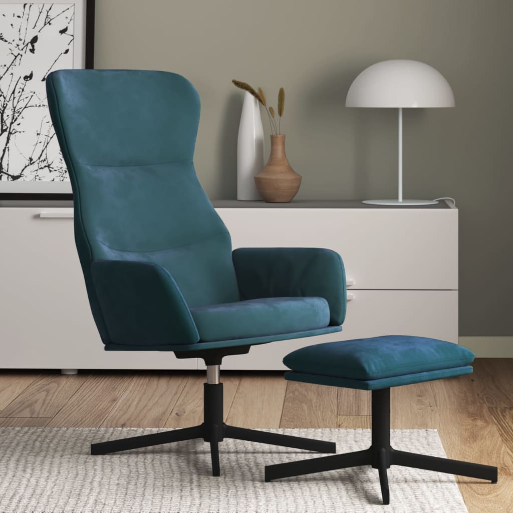 Fauteuil de relaxation avec repose-pieds en velours