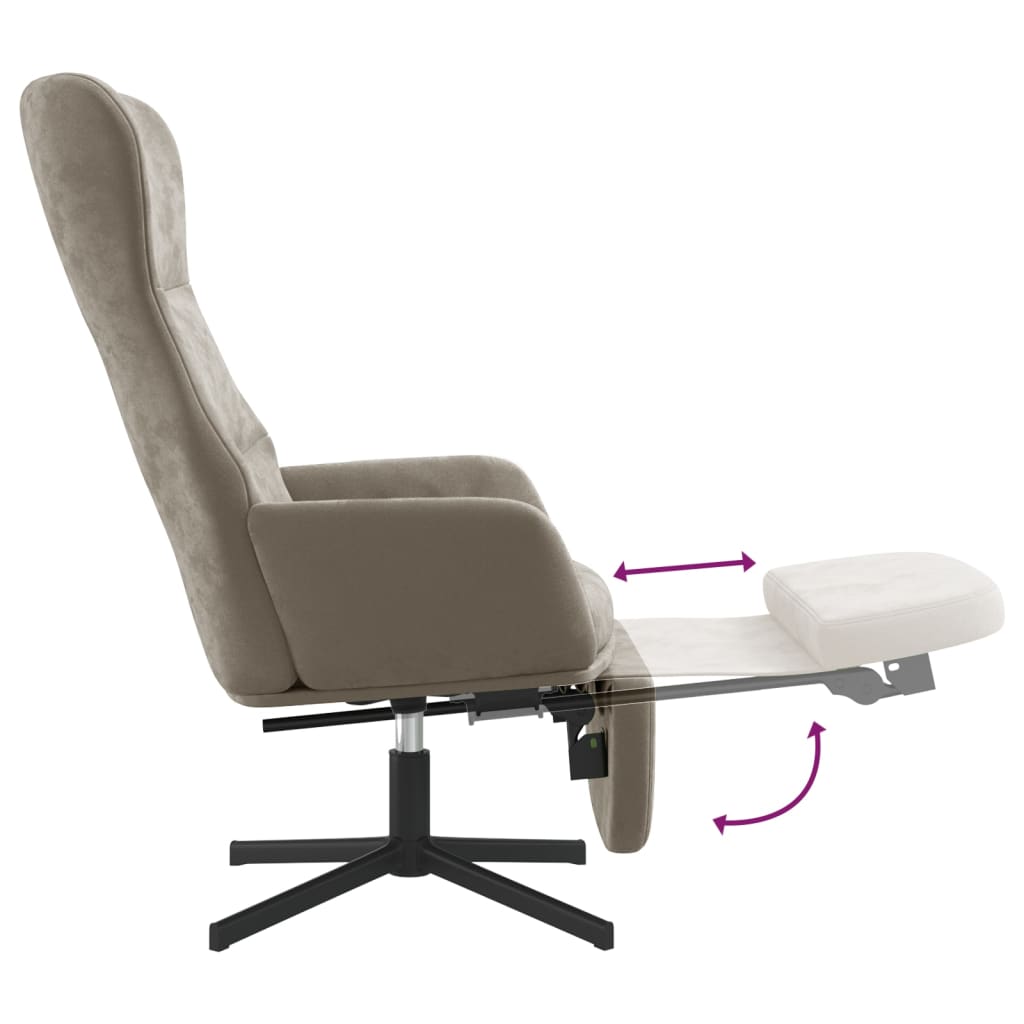 Fauteuil relax avec repose-pieds en velours