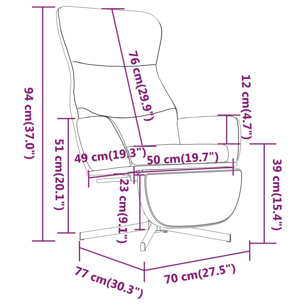 Fauteuil relax avec repose-pieds en velours