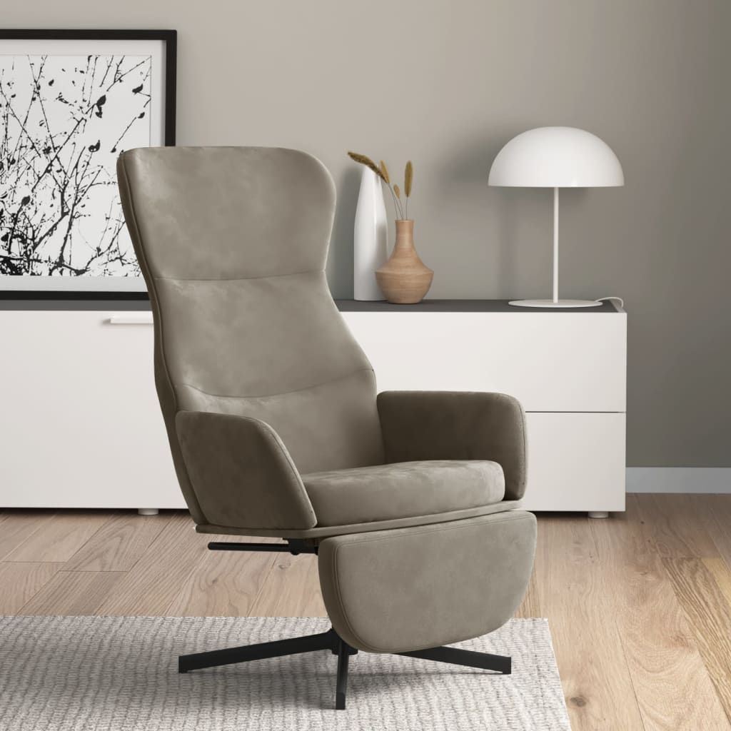 Fauteuil de relaxation avec repose-pieds en velours