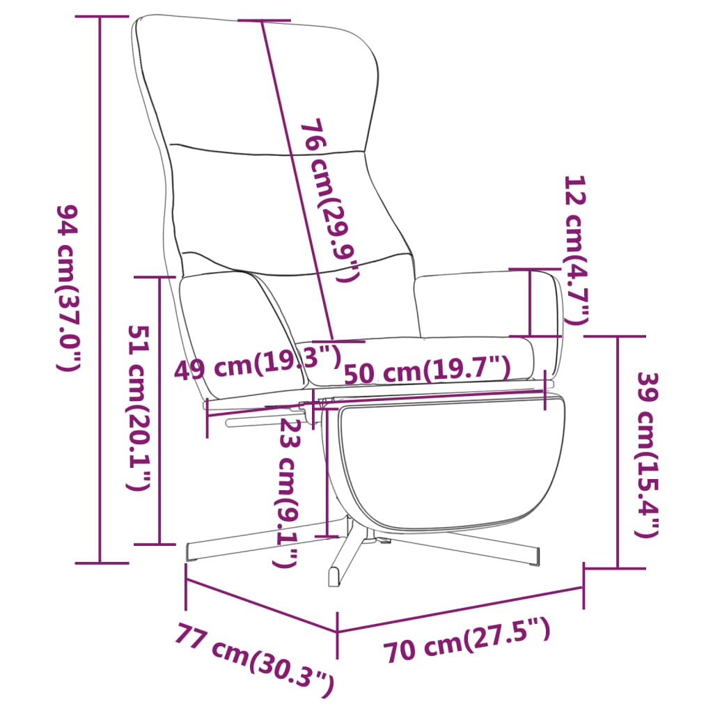 Fauteuil de relaxation avec repose-pieds en velours