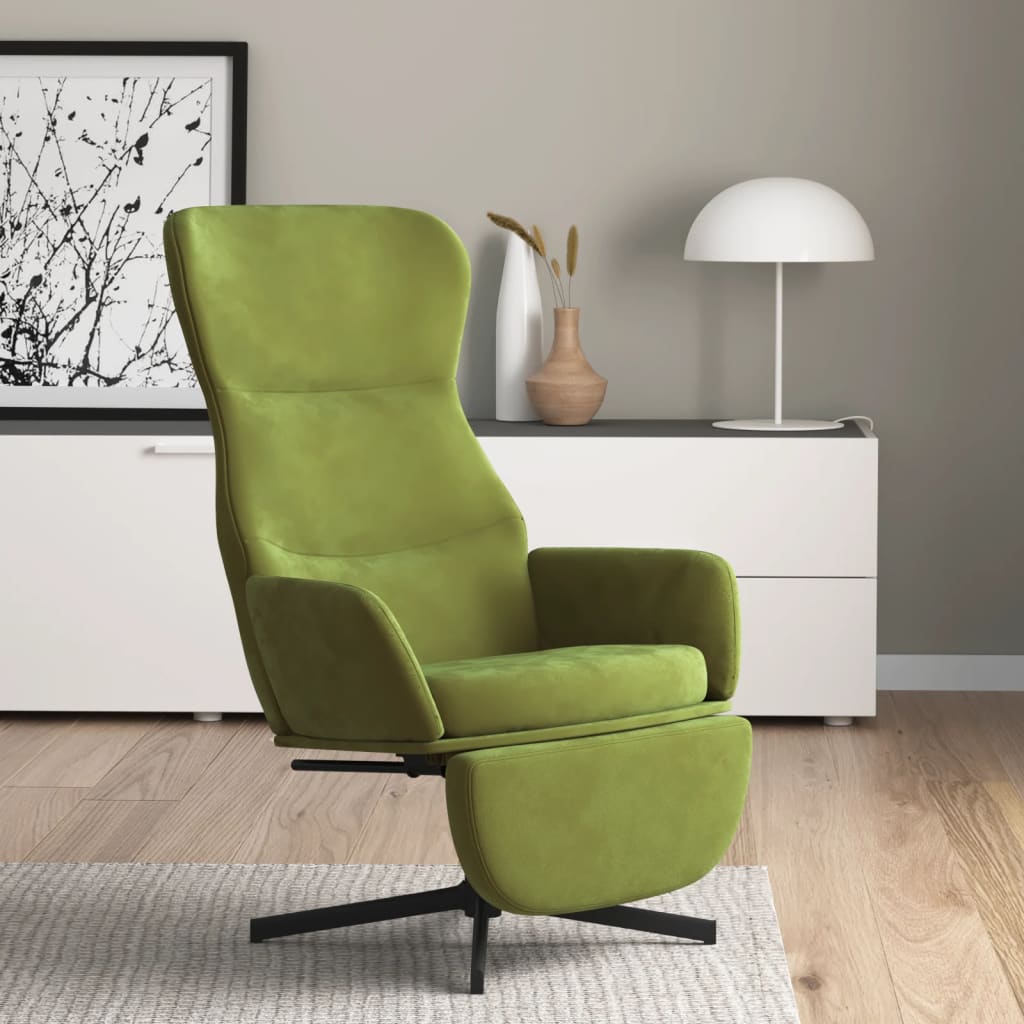 Fauteuil de relaxation avec repose-pieds en velours