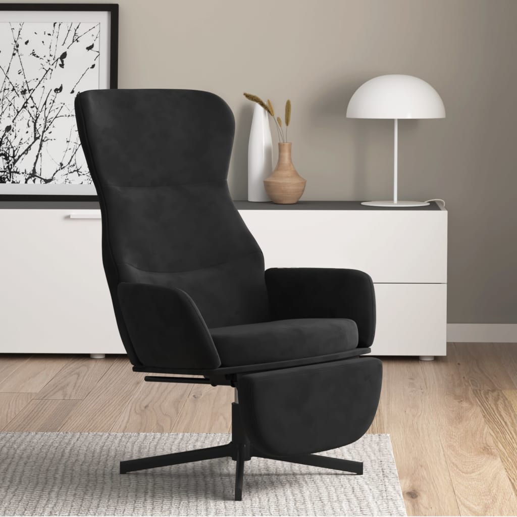 Fauteuil de relaxation avec repose-pieds en velours