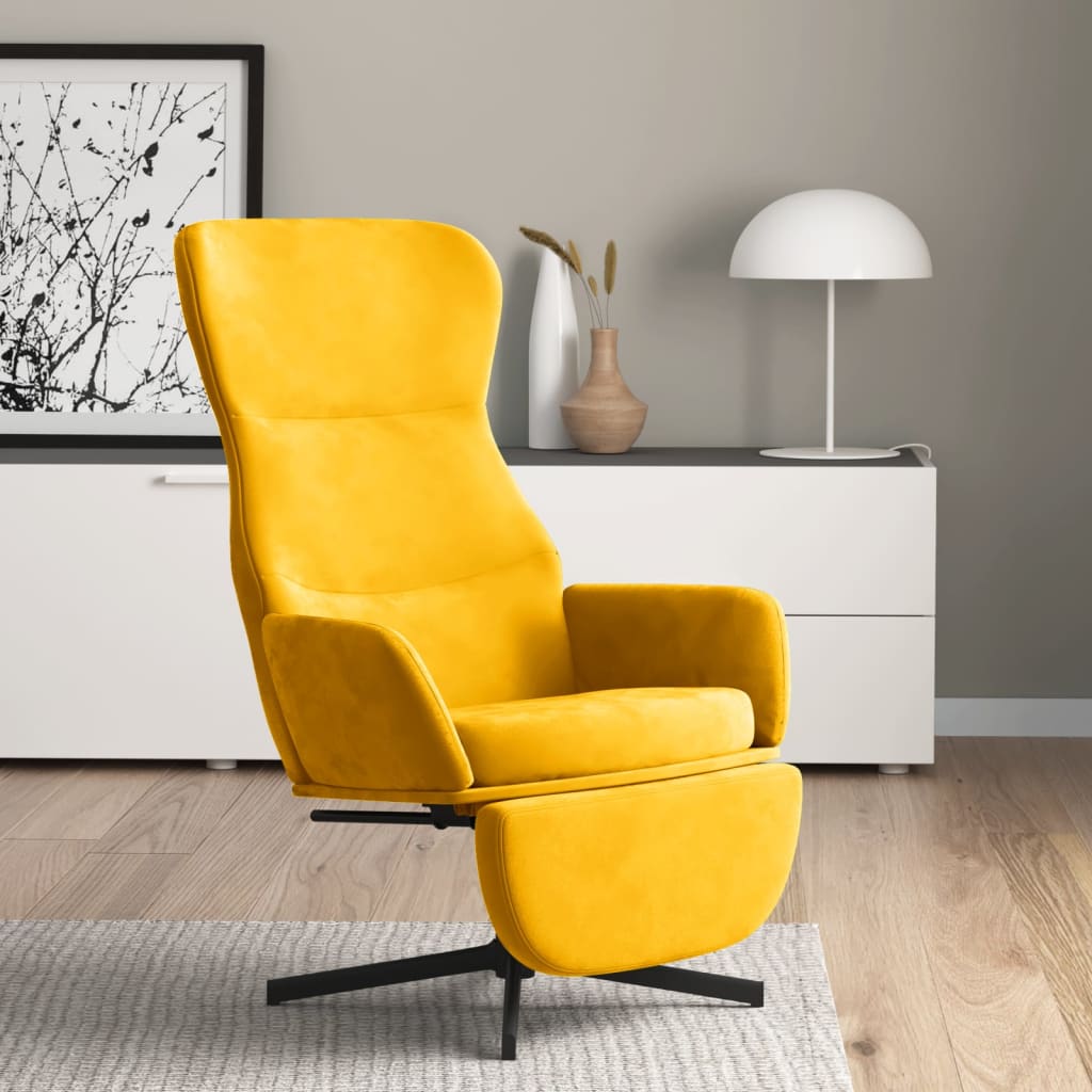 Fauteuil de relaxation avec repose-pieds en velours