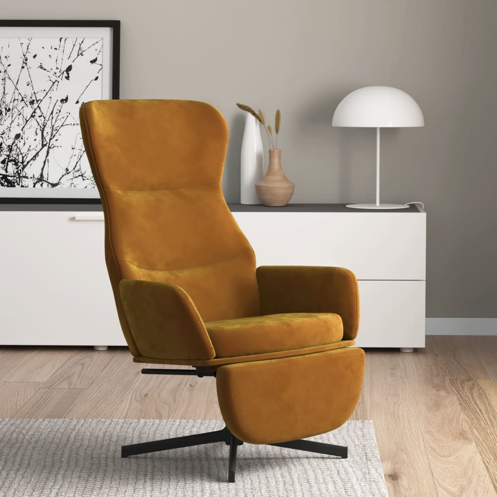 Fauteuil de relaxation avec repose-pieds en velours