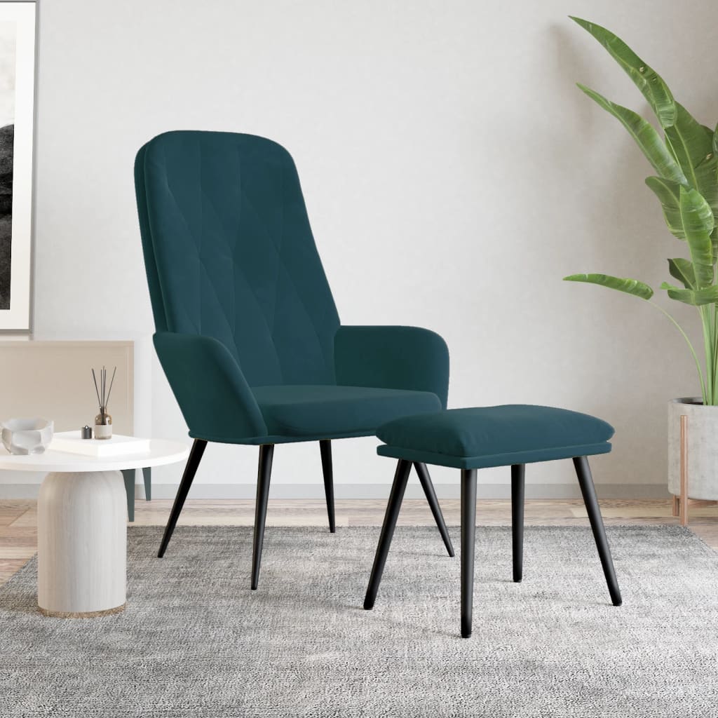 Fauteuil relax avec repose-pieds en velours