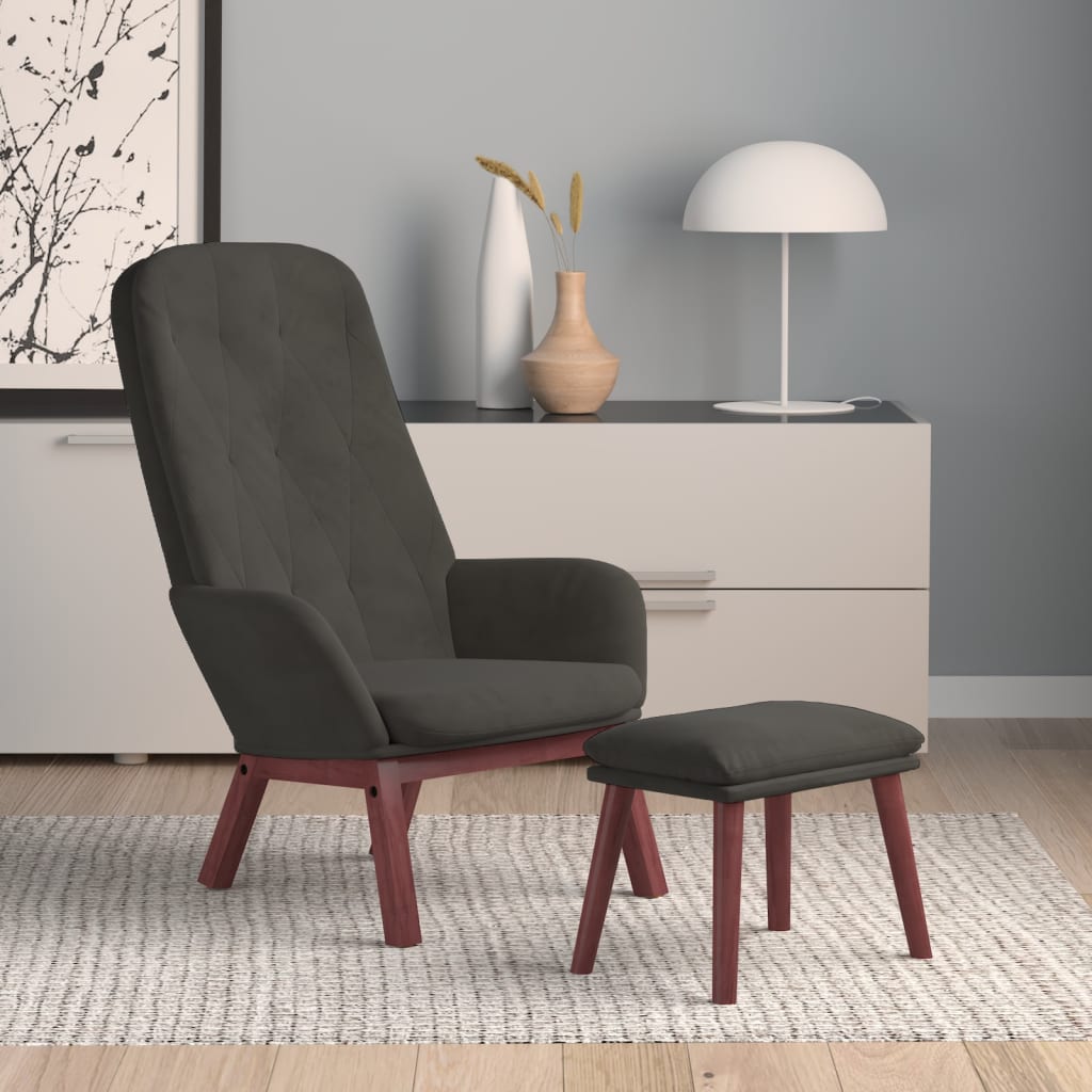 Fauteuil relax velours gris foncé