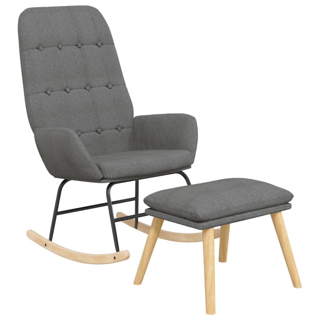 Rocking chair avec repose-pieds en tissu