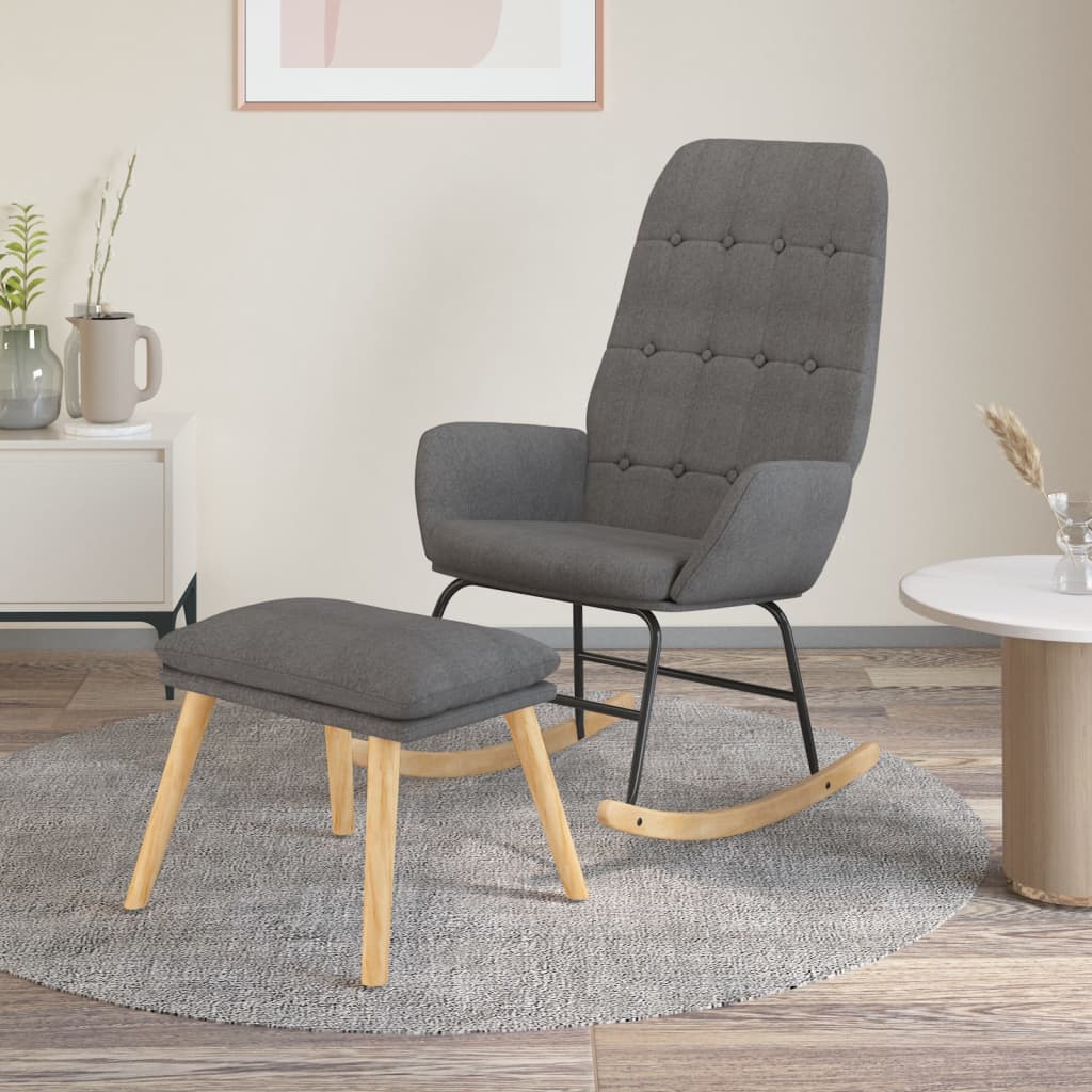 Rocking chair avec repose-pieds en tissu