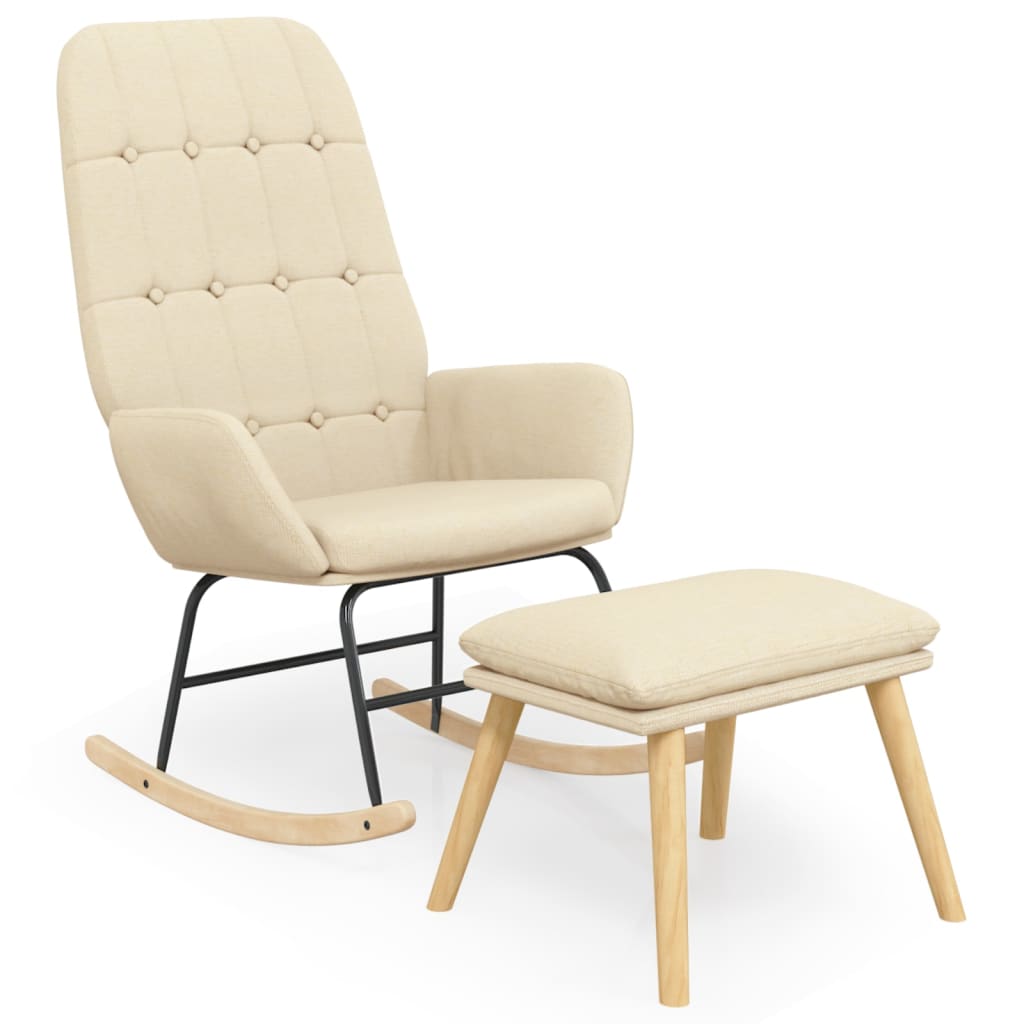 Rocking chair avec repose-pieds en tissu