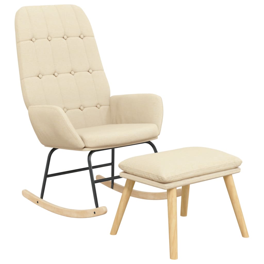 Rocking chair avec repose-pieds en tissu