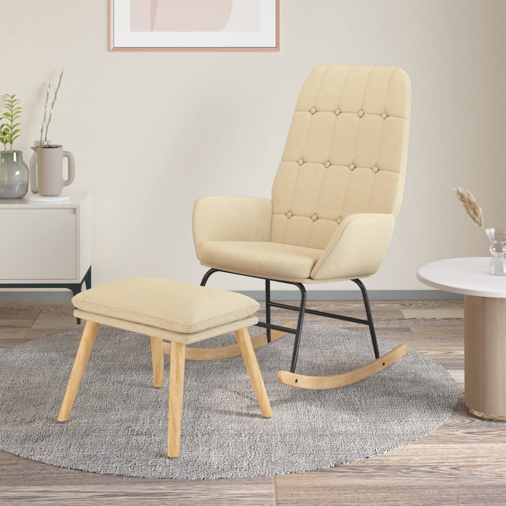 Rocking chair avec repose-pieds en tissu