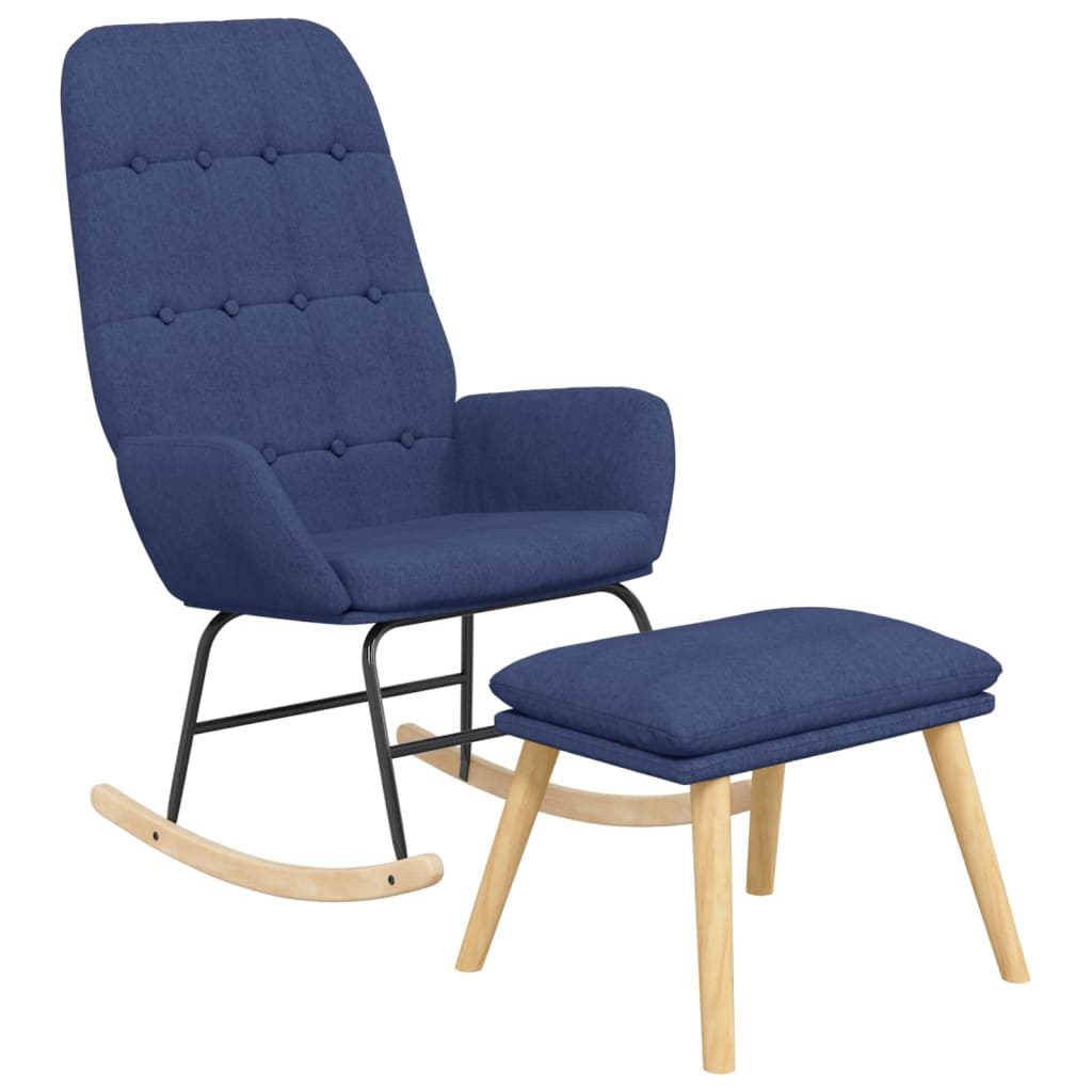 Rocking chair avec repose-pieds en tissu