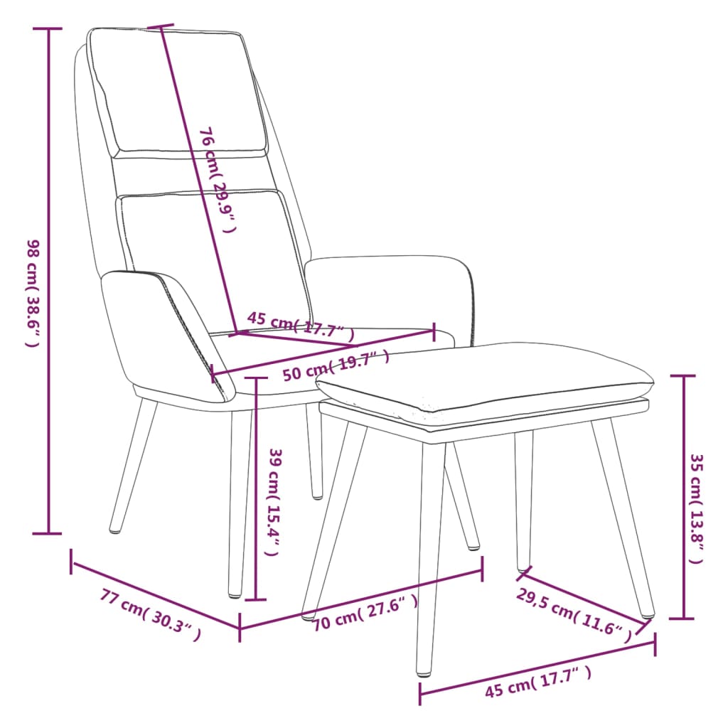 Fauteuil relax avec repose-pieds en tissu