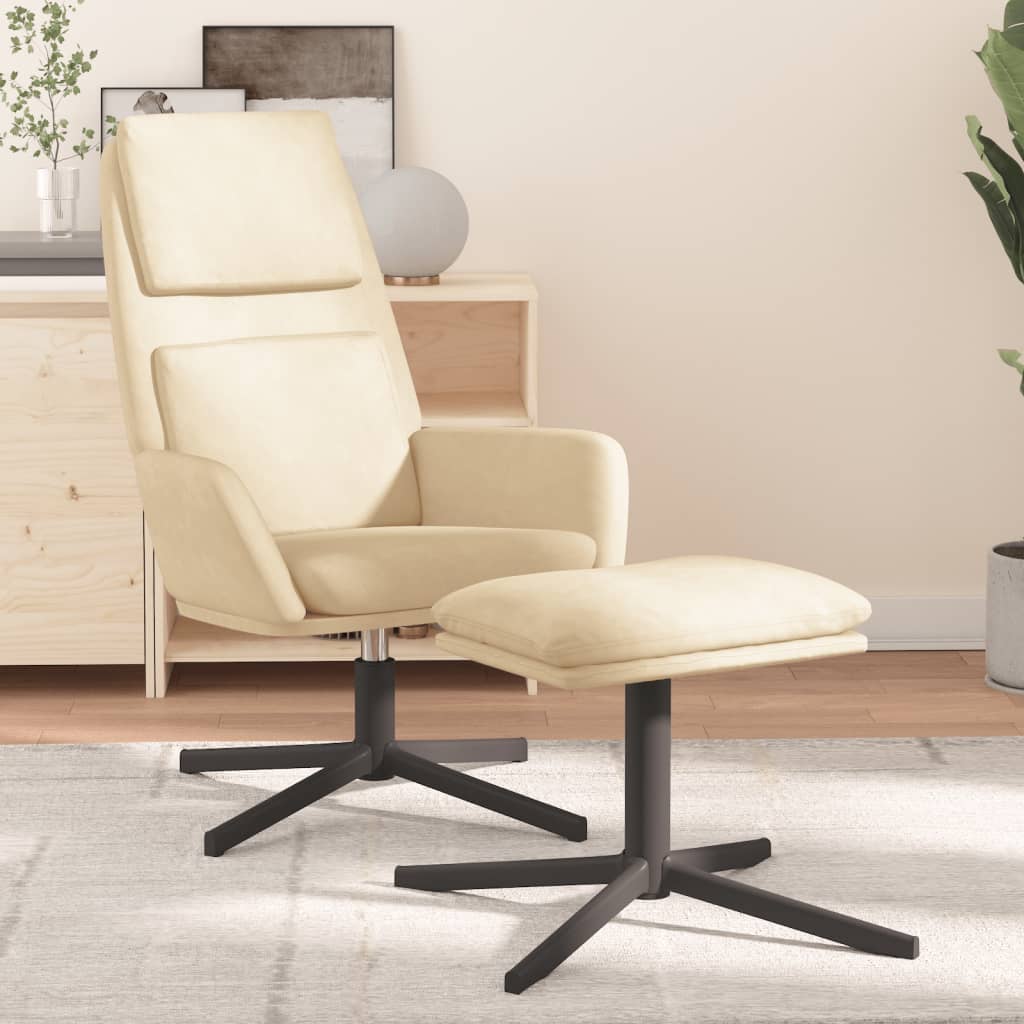 Fauteuil relax velours blanc crème