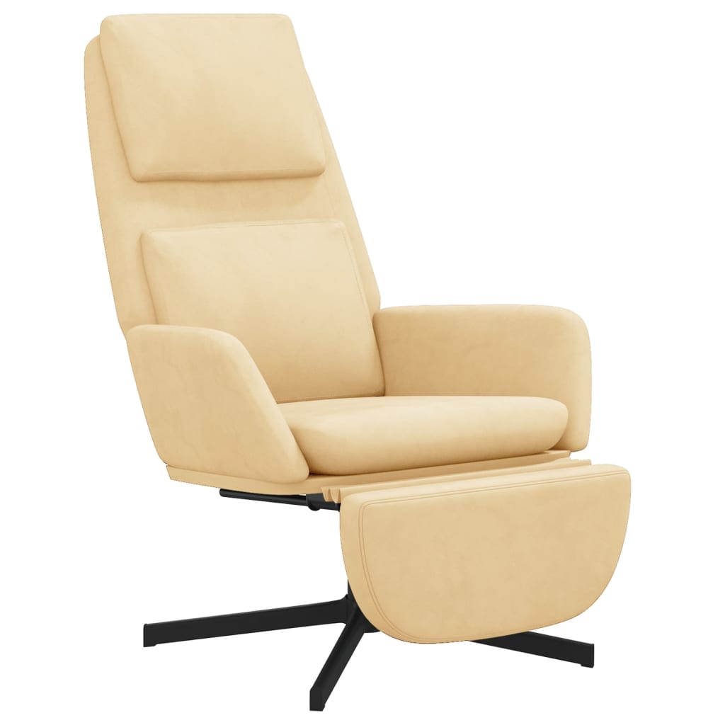 Fauteuil relax velours blanc crème