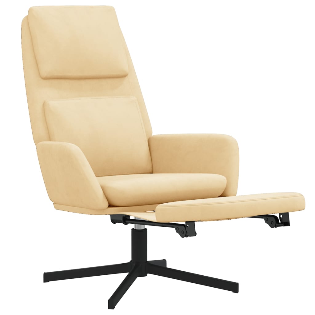 Fauteuil relax velours blanc crème