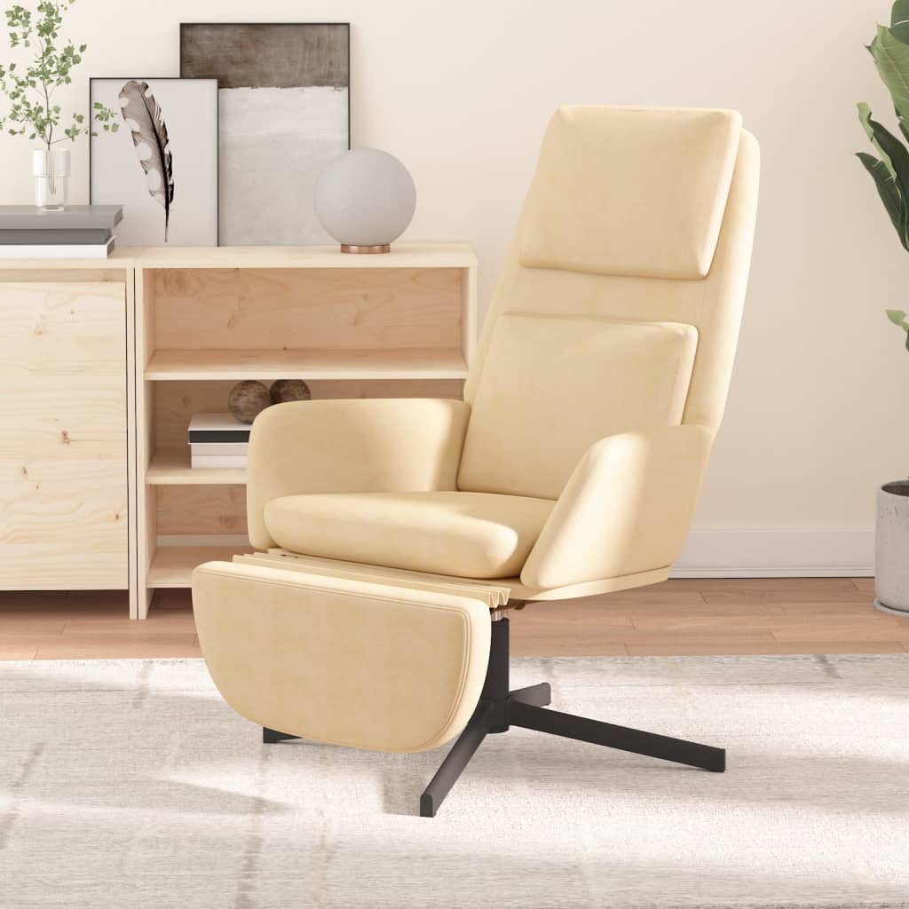 Fauteuil relax velours blanc crème