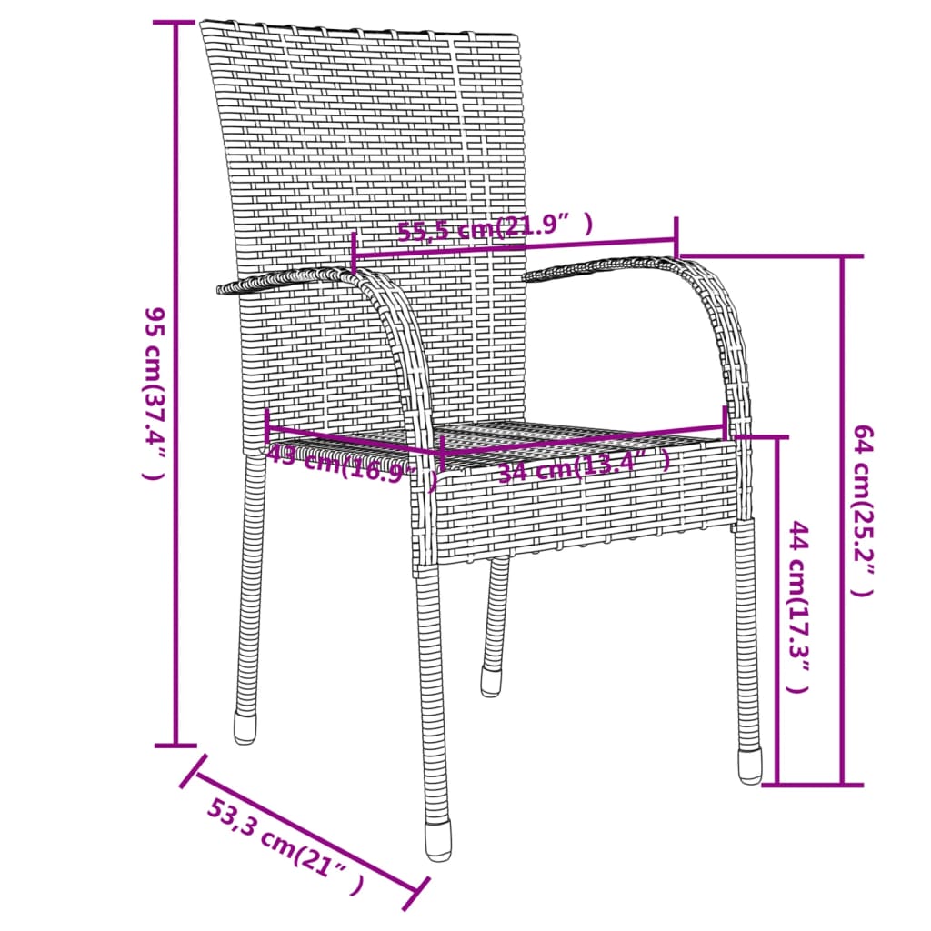 3-delige Tuinset poly rattan