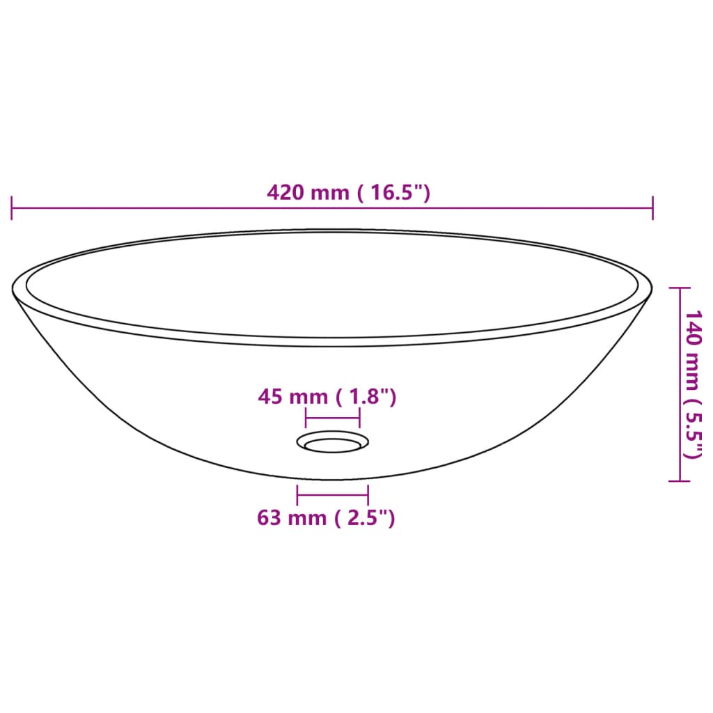 Wasbak gehard glas 42 cm transparant